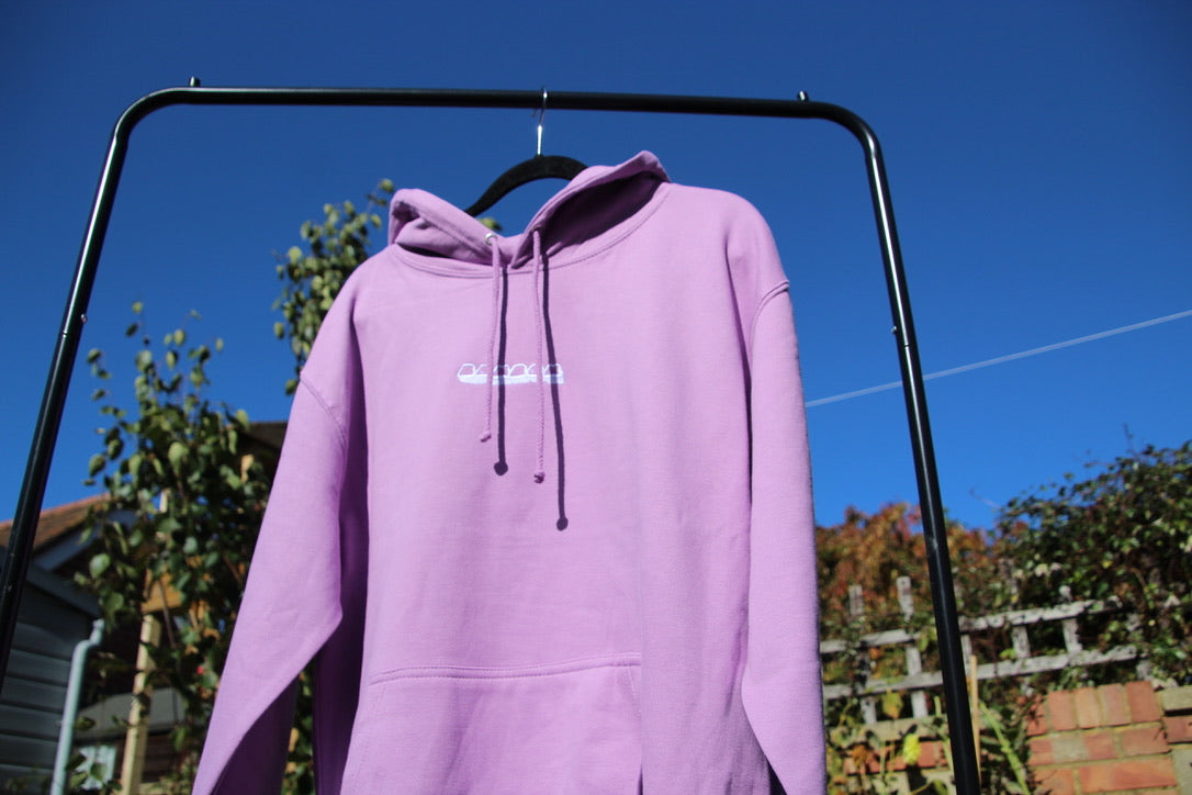 Chunk Hoodie - White on Lavender