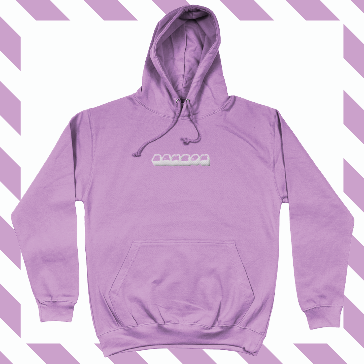 Chunk Hoodie - White on Lavender