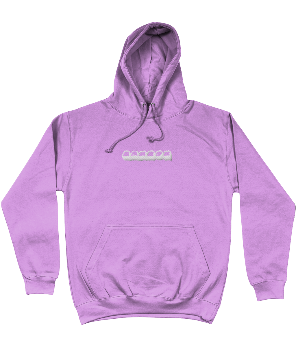 Chunk Hoodie - White on Lavender